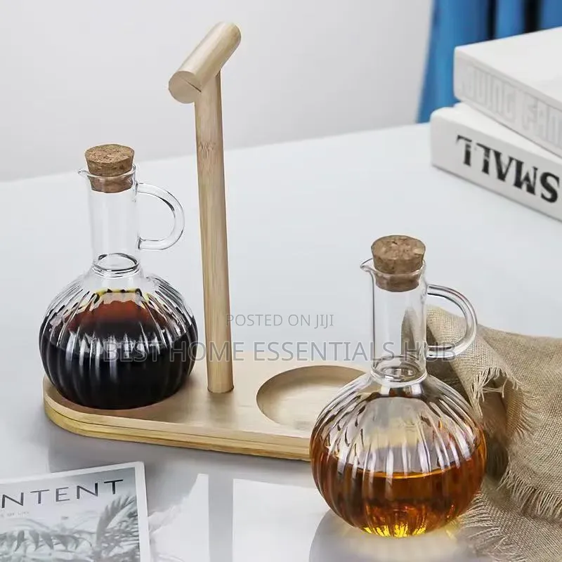 2 in 1 Glass Oil Pot Set
With Bamboo Stand