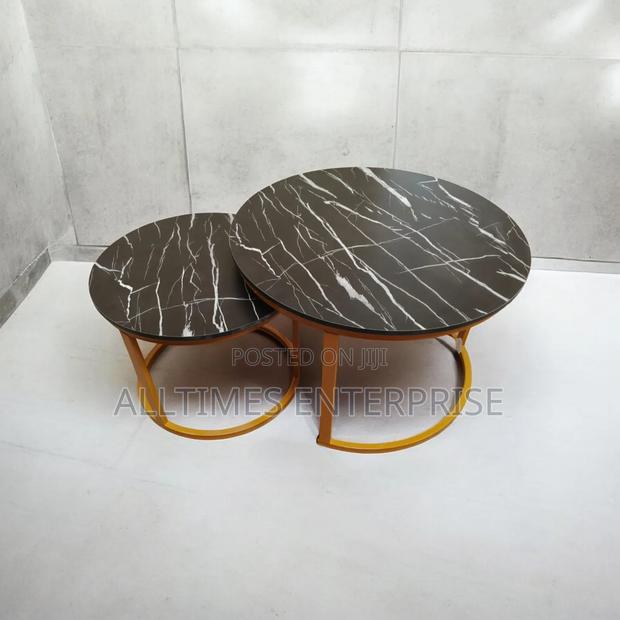 Black Nesting Coffee Table Marble Effect (Mdf) - main view