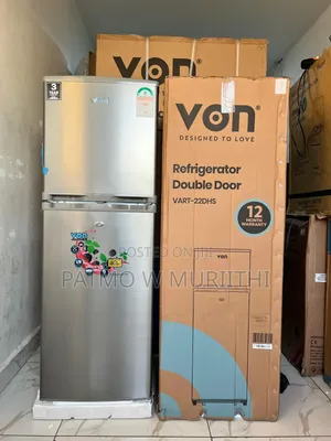 Von 144l Vart-22dhs Double Door Fridge Color Dark Silver
