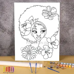 Pre Drawn Canvas 40x30 With Paint Brush Acrylic Colours