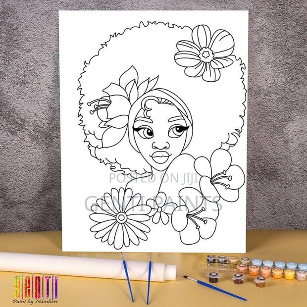 Pre Drawn Canvas 40x30 With Paint Brush Acrylic Colours