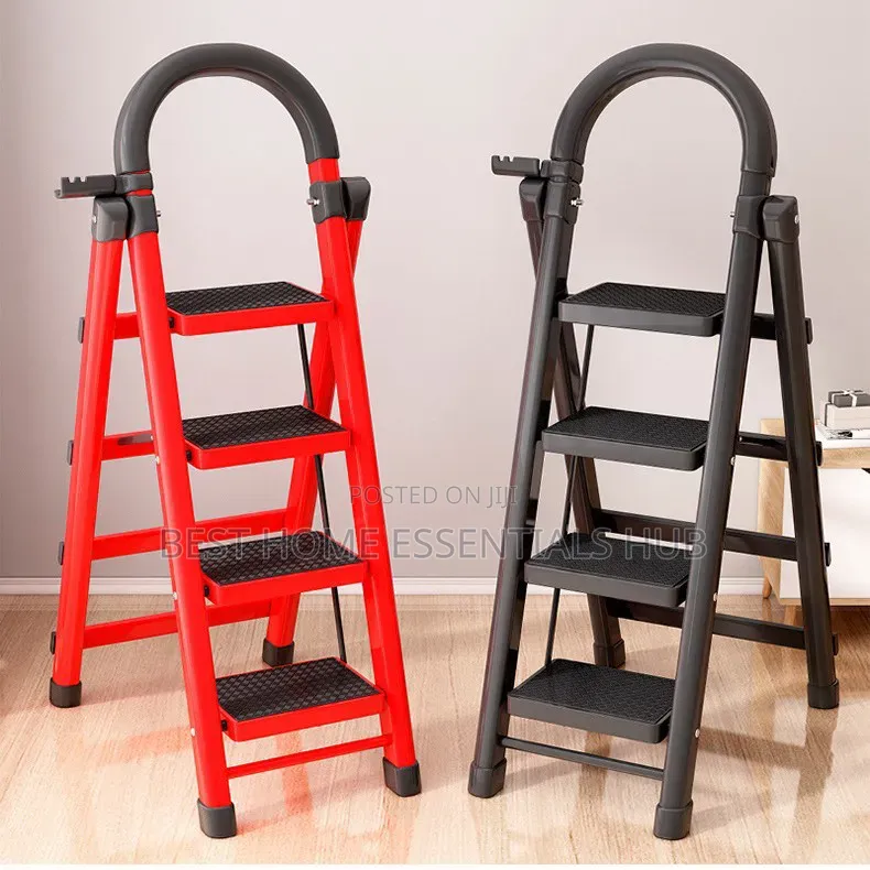 4 Steps Portable Foldable Ladder-red Black