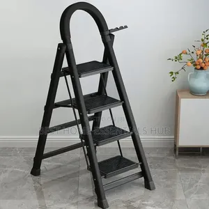 4 Steps Portable Foldable Ladder-red Black