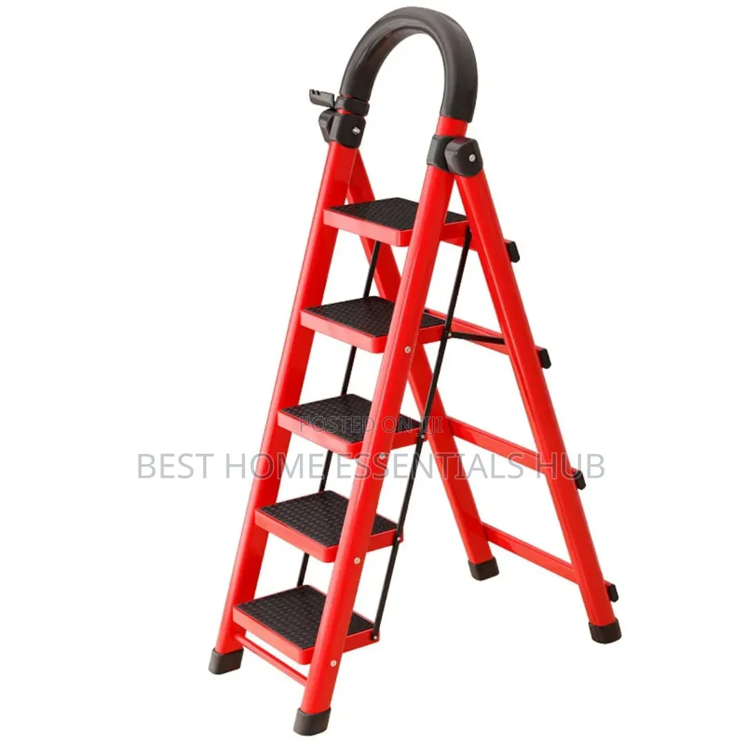 4 Steps Portable Foldable Ladder-red Black