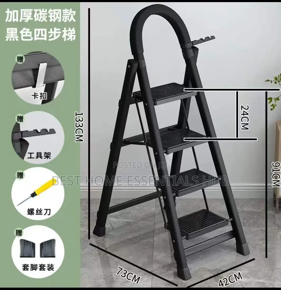4 Steps Portable Foldable Ladder-red Black