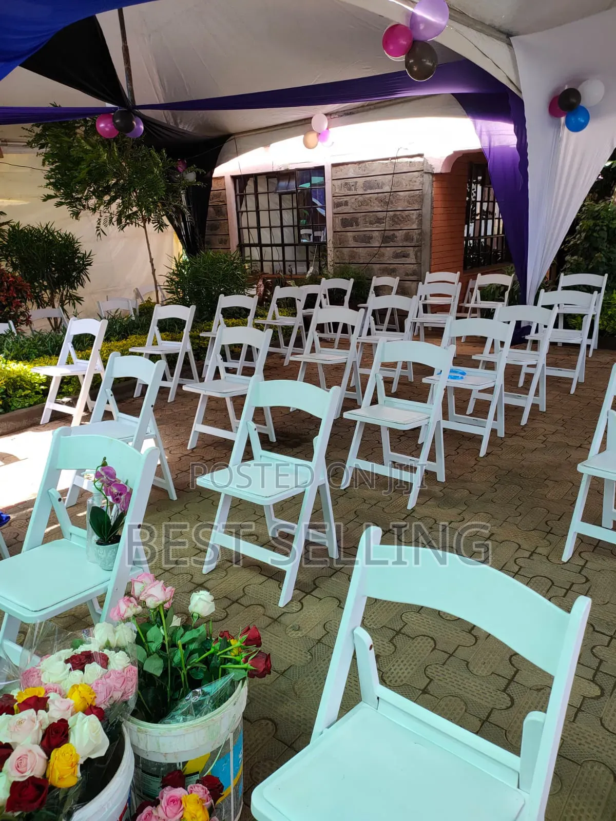 White Wooden Events Chairs