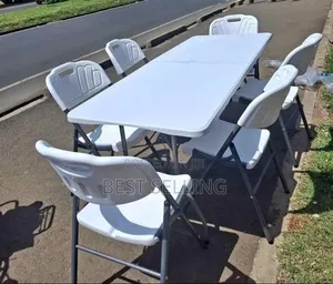 1.8m White Folderable Table and Folderble Chairs