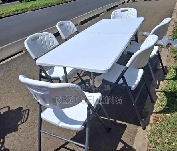 1.8m White Folderable Table and Folderble Chairs