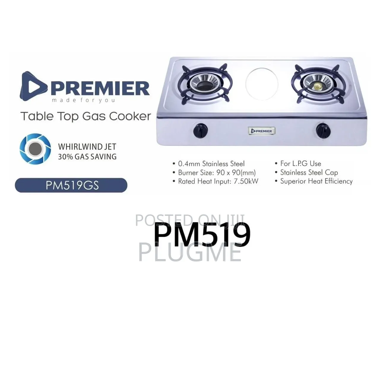 Premier Pm519gs Stainless Steel Table Top Gas Cooker