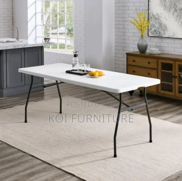 Office Table : White 6-Foot Plastic Folding Trestle Table