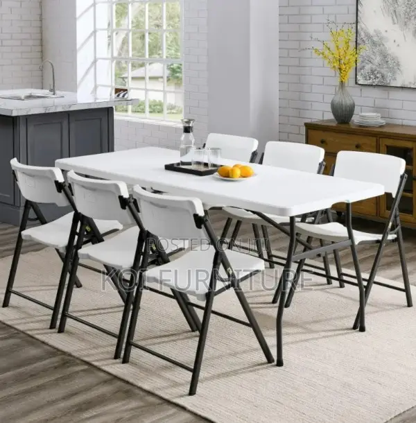 Office Table : White 6-Foot Plastic Folding Trestle Table