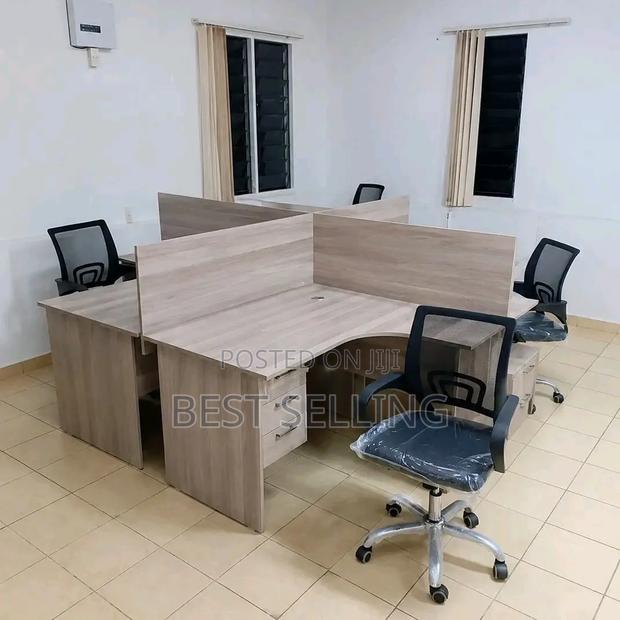 Baige Color 4 Way L Shape Office Workstation - main view