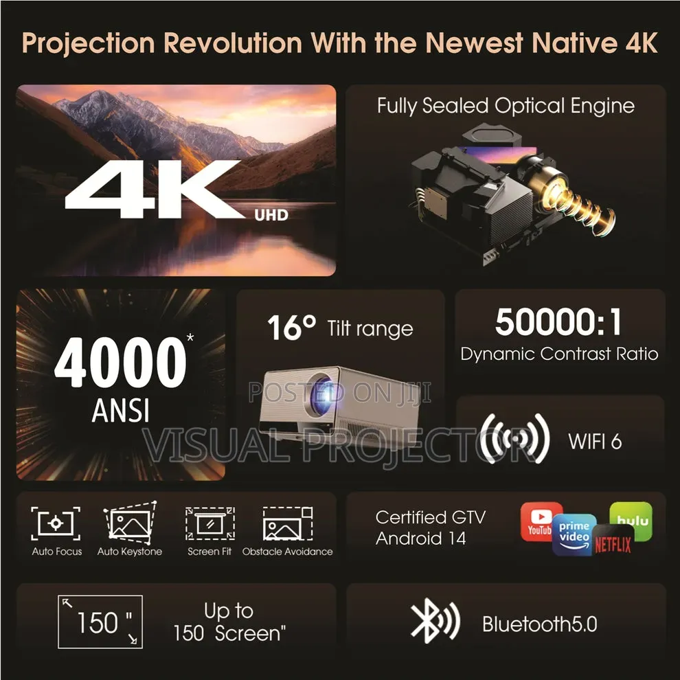 Borsso Atom 2.0, Native (3840*2160) Projector Google Tv