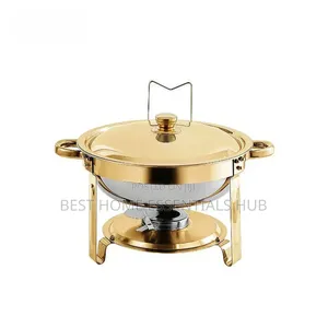 *Elegant Round Stainless Steel Chafing Dish With Golden 5l