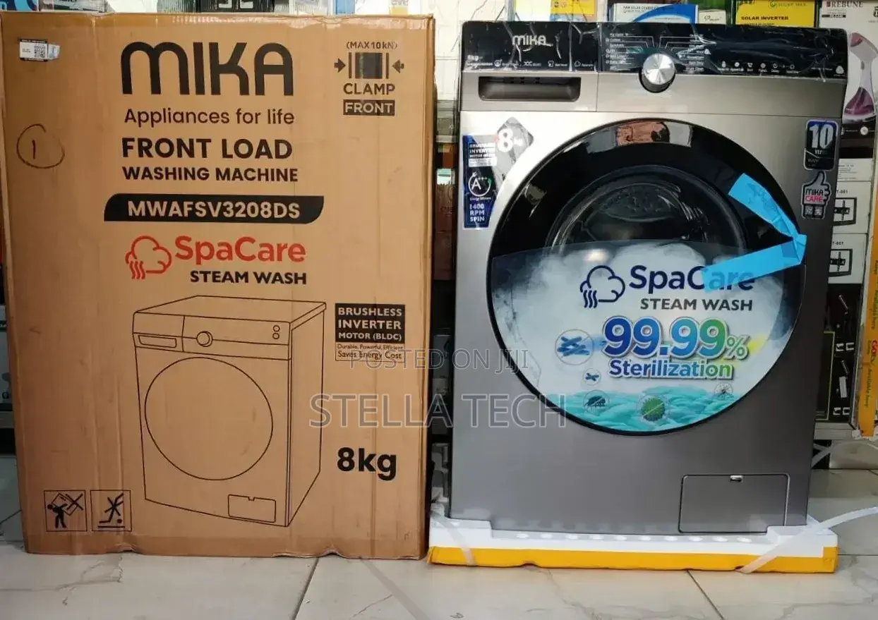 Mika Washing Machine, 8kg Wash and Spin , Inverter Motor, Front Load