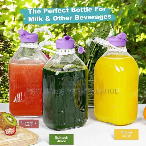 *2l Multi-Purpose Glass Bottle With Airtight Lid*
Milk, Juice, Smoothy - thumbnail 4