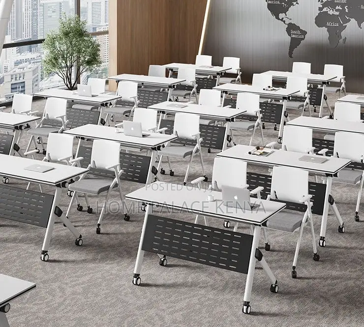 Home Study Desk: Movable Folding Splicing Table With Wheels