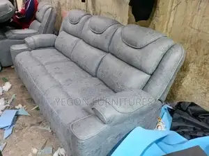 Grey Semi Leather 4 Seater Sofa