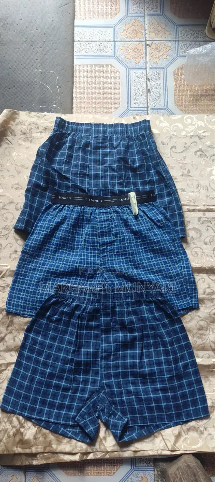 Checked None Button Boxers