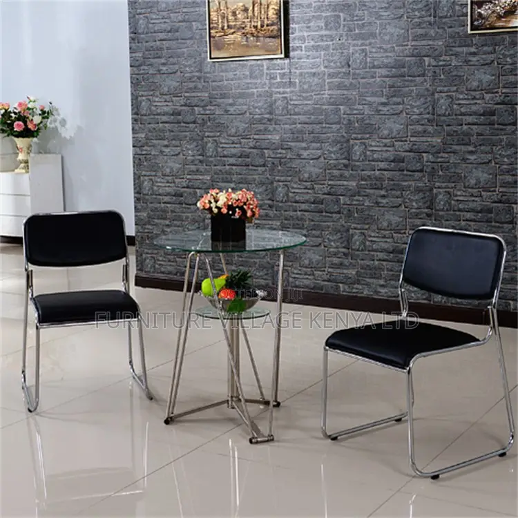Leather Padded Simple Armless Chrome Guest Chair