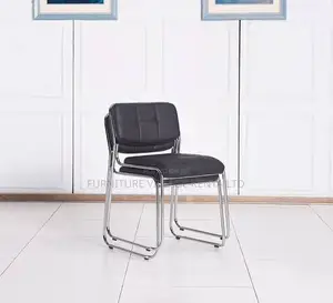 Leather Padded Simple Armless Chrome Guest Chair