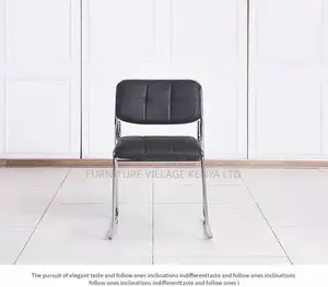 Leather Padded Simple Armless Chrome Guest Chair