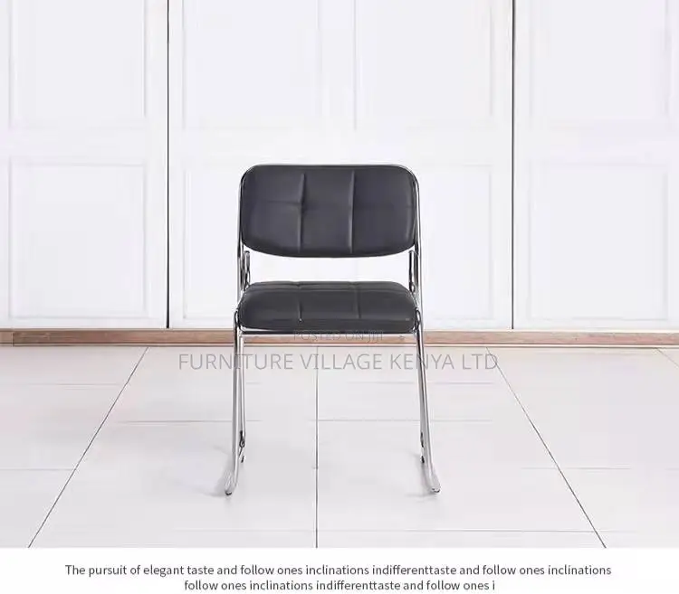 Leather Padded Simple Armless Chrome Guest Chair