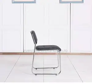 Leather Padded Simple Armless Chrome Guest Chair