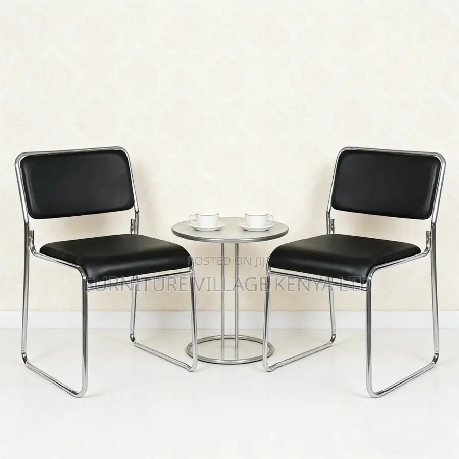 Leather Padded Simple Armless Chrome Guest Chair