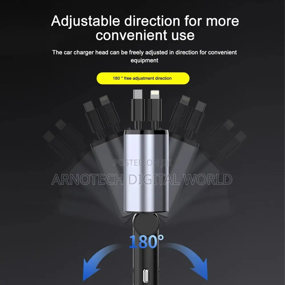 Retractable Car Charger 120w 4in1 Fast Charging Charger