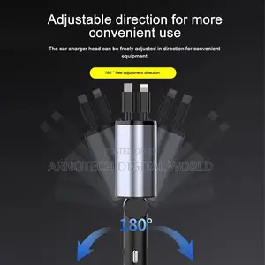 Retractable Car Charger 120w 4in1 Fast Charging Charger