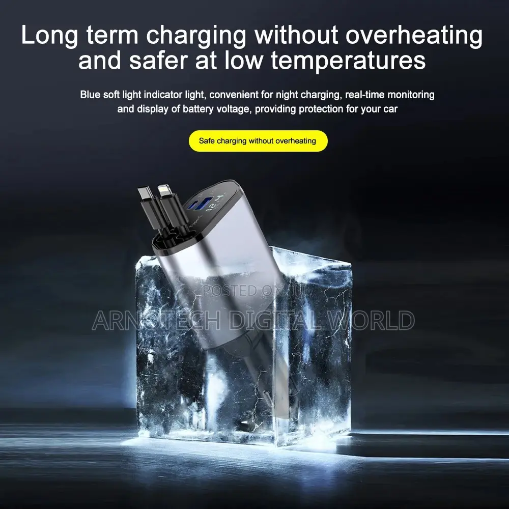 Retractable Car Charger 120w 4in1 Fast Charging Charger