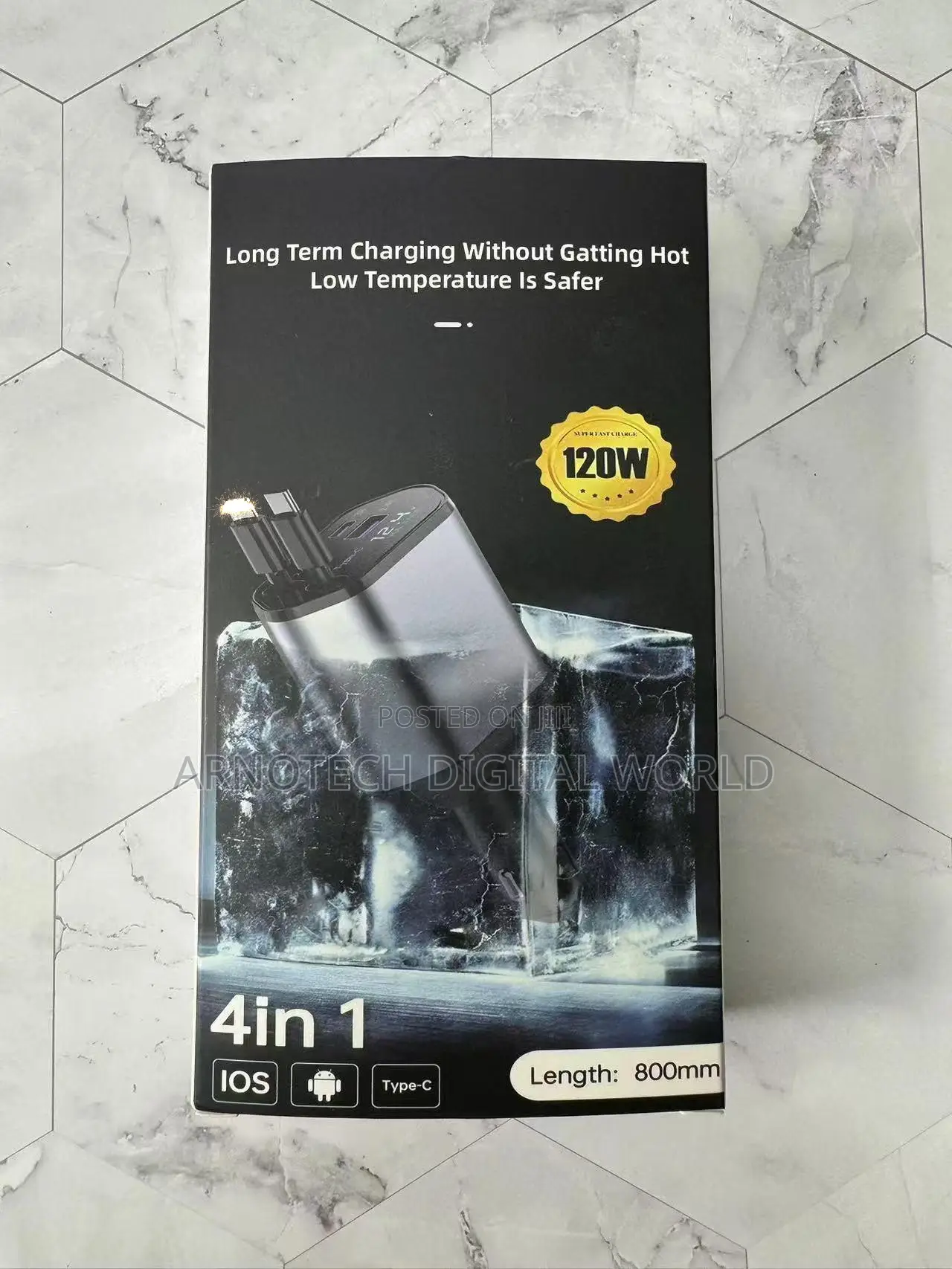 Retractable Car Charger 120w 4in1 Fast Charging Charger