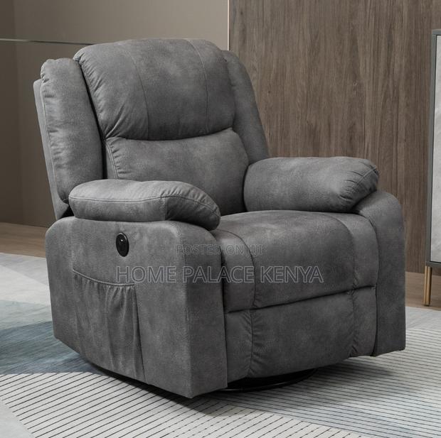 Home Sofa: Single Seat Manual Reclining Fabric Sofa - thumbnail 13
