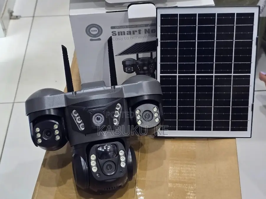 Smart V380 Triple Lens 4g Solar Camera for Home Security