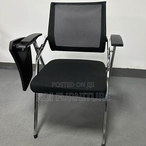 Office Chair : Black Foldable Training Office Chairs With Writing Pads