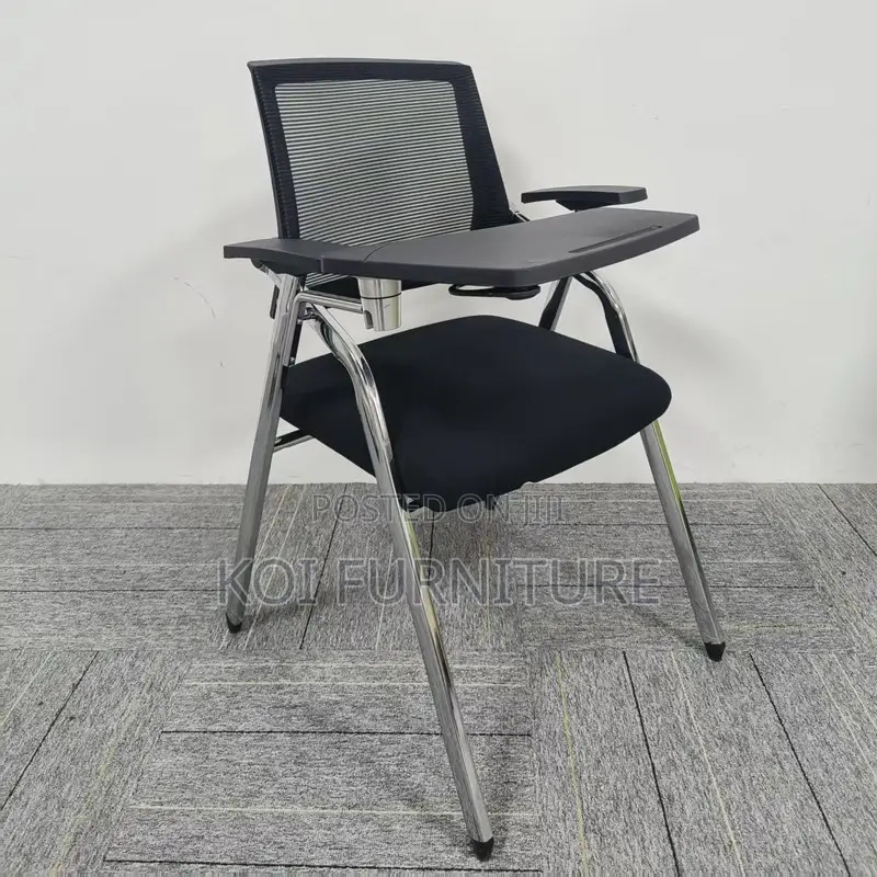 Office Chair : Black Foldable Training Office Chairs With Writing Pads