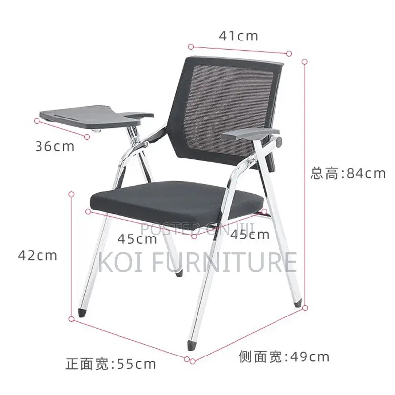 Office Chair : Black Foldable Training Office Chairs With Writing Pads