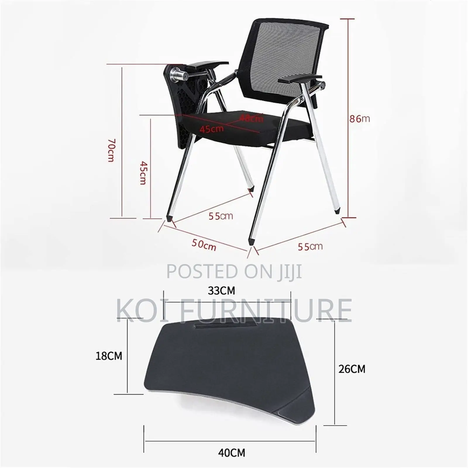 Office Chair : Black Foldable Training Office Chairs With Writing Pads