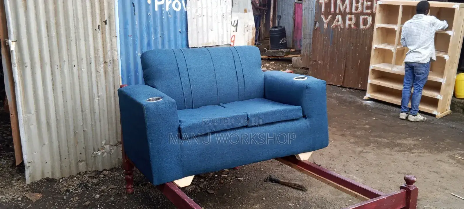 Blue 2 Seater Sofa