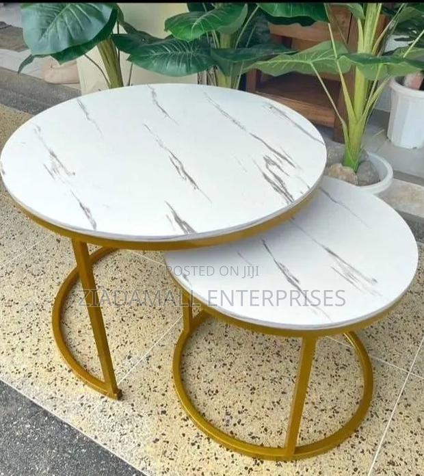 White Nesting Coffee Table – Elegant Marble Effect Finish