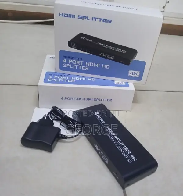 1x4-Port Hdmi Splitter With Power Adapter