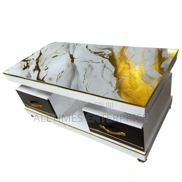 White Coffee Table With Marble Topping - main view
