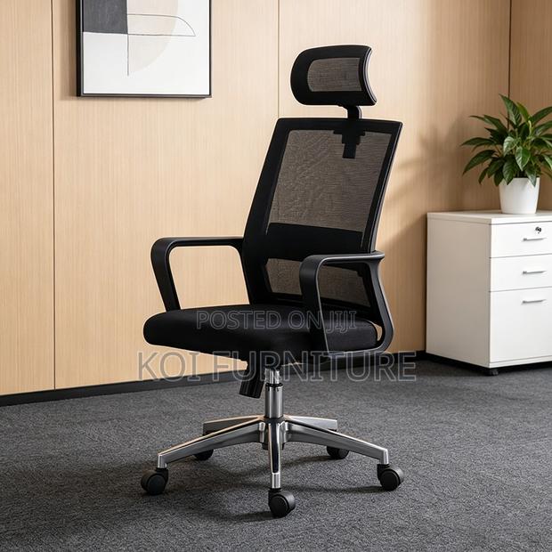 Office Chair : Modern Black Ergonomic Mesh Office Chair - thumbnail 4