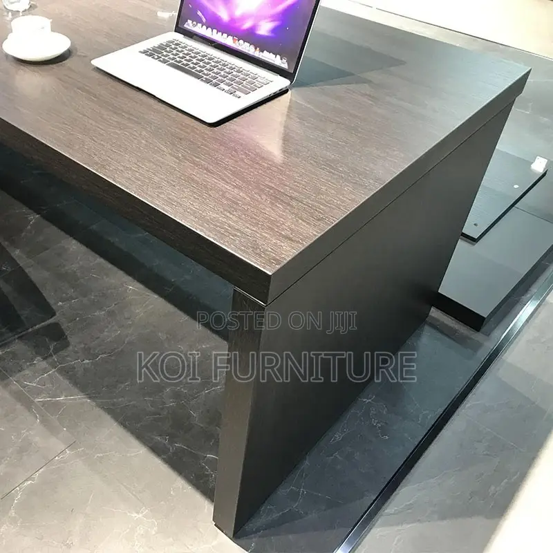 Office Desk : 1.6m Modern Dark Wood Executive Office Desk