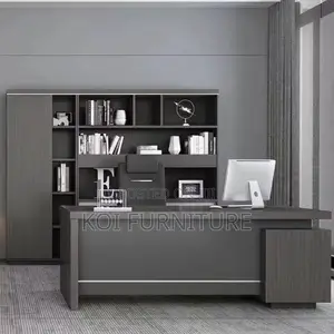 Office Desk : 1.6m Modern Dark Wood Executive Office Desk