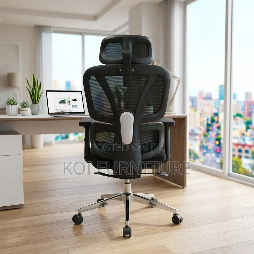 Office Chair : Black High-Back Ergonomic Office Chair