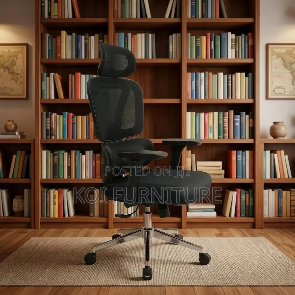 Office Chair : Black High-Back Ergonomic Office Chair