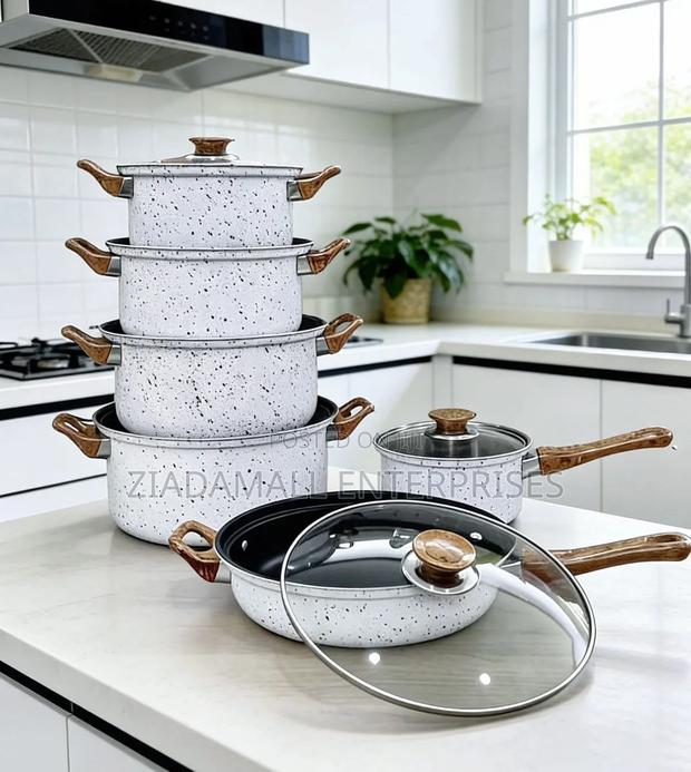 Nonstick 12pcs Cookware Pots Sets White - main view