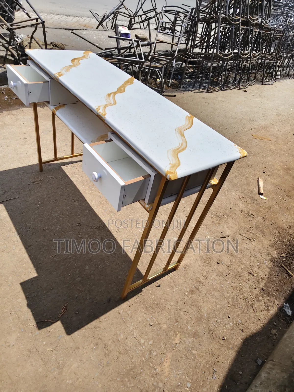 Nail Table With Drawers and Mable Top